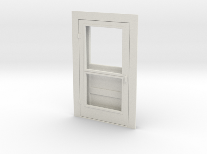 Door, Single with Screen, 47in X 82in, 1/32 Scale 3d printed White Strong &amp; Flexible Plastic - easy to dye
