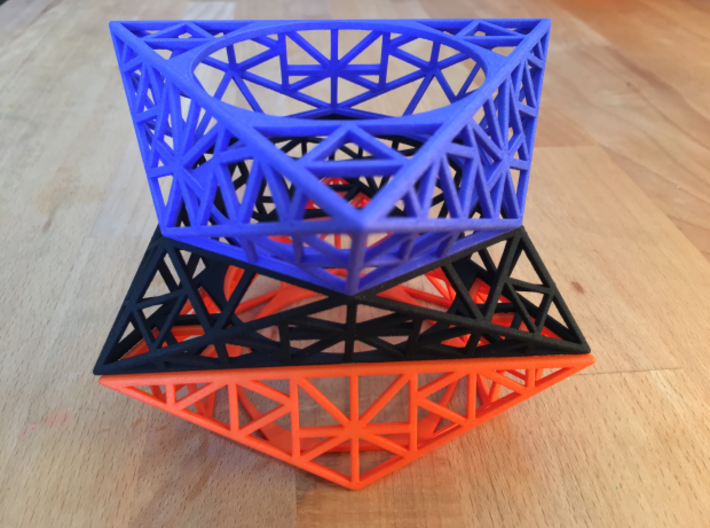 TRIA ARCHITECT - 3D PRINTED HERO CUFF/BANGLE 3d printed Tria Hex Raw  ( 3 bangles shown ) Orange, Blue and Black Strong Flexible ( actual print )