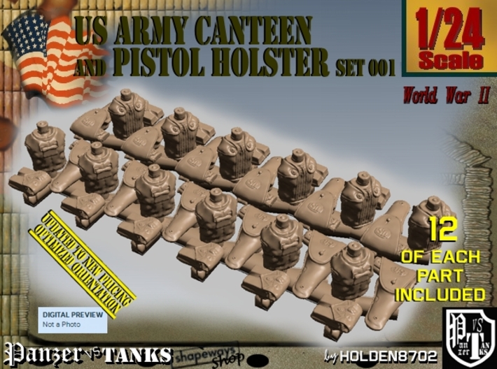 1/24 US Pistol Holster-Canteen WWII Set001 3d printed