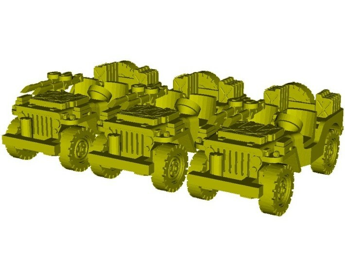 1/87 scale WWII Jeep Willys 4x4 SAS vehicles x 3 3d printed