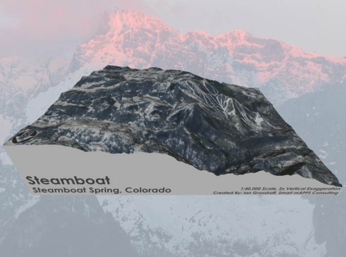 Steamboat, Colorado - Winter: 8" x 10" 3d printed 
