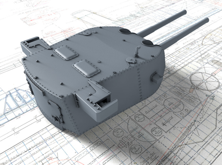 1/700 HMAS Canberra 8"/50 MKVIII Guns 1942 3d printed 3d render showing A and Y Turret detail