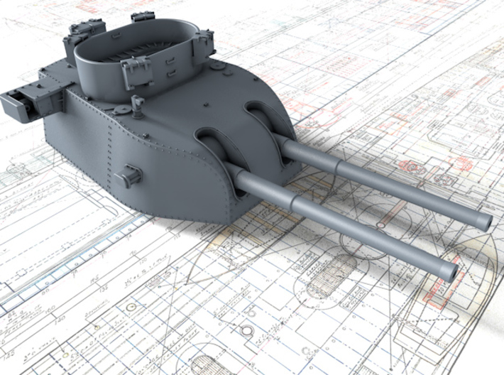1/350 HMAS Canberra 8"/50 MKVIII Guns 1942 3d printed 3d render showing B and X Turret detail
