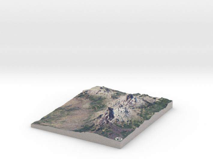 Three Sisters Volcanic Peaks, Oregon: 8"x10" 3d printed 