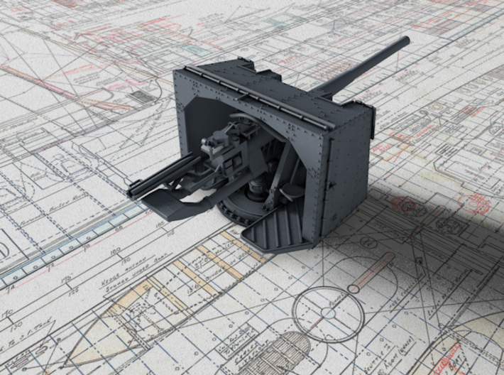 1/192 4.7"/45 (12cm) QF Mark IX CPXVII Guns x4 3d printed 3d render showing product detail