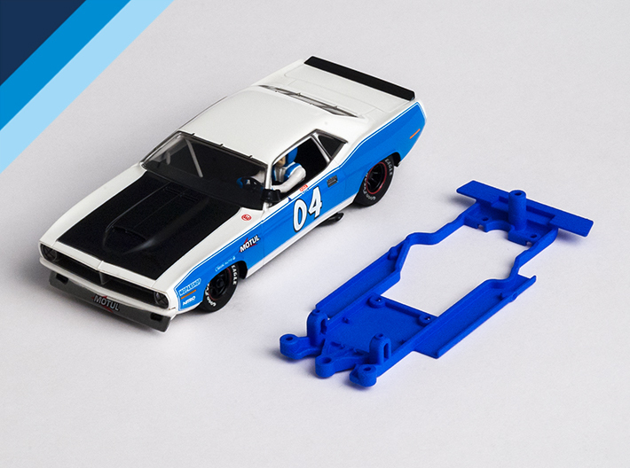 1/32 SCX Plymouth 'Cuda Chassis for Slot.it AW pod 3d printed Chassis compatible with SCX Plymouth 'Cuda body (not included)