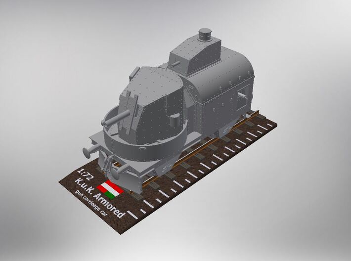 1/72nd scale Armoured traincar, gun carriage 3d printed