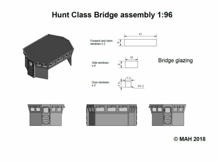 Hunt Class Bridge 1/96 3d printed