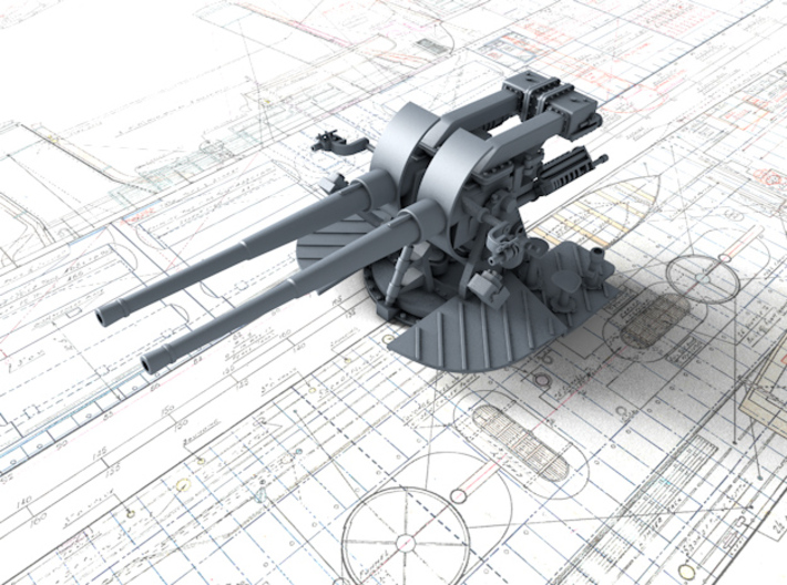 1/72 Tribal Class 4.7" MKXII CPXIX Twin Mount x1 3d printed 3d render showing product detail
