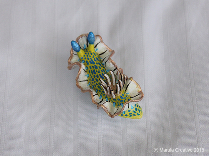 Yeri the Nudibranch 3d printed Hand Painted White Strong & Flexible Polished