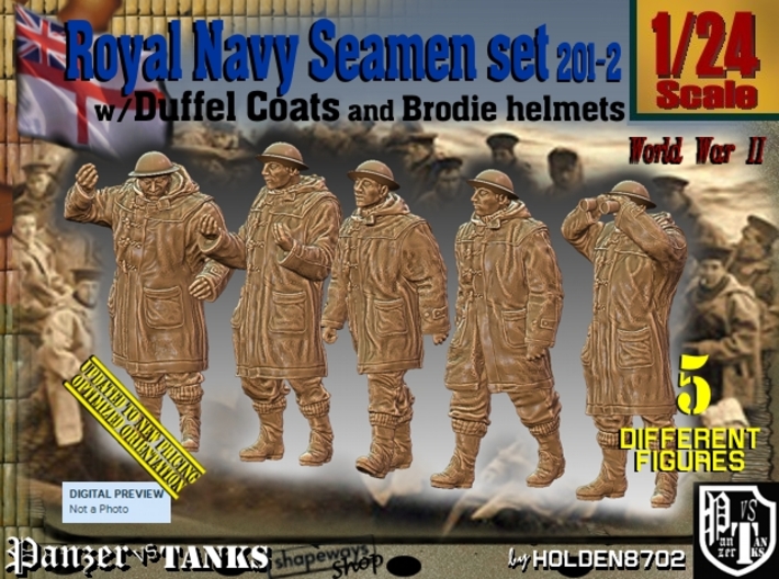1/24 Royal Navy Duffel Coat Set201-2 3d printed