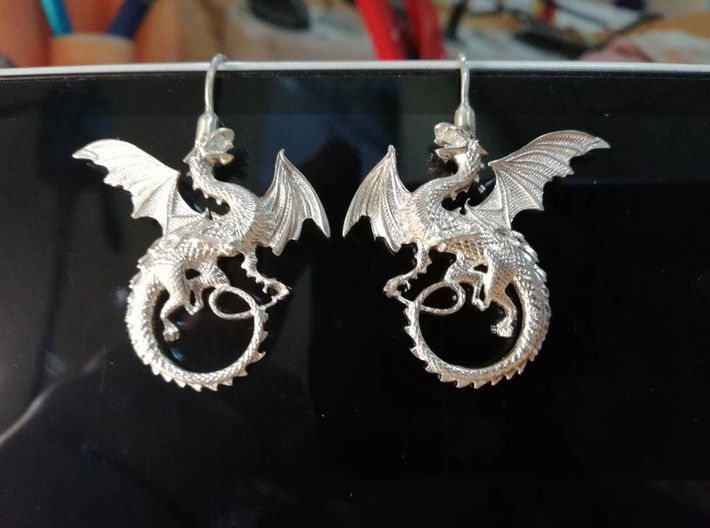 Whitby-wyrm dragon earrings 3d printed 