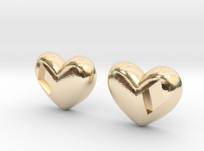 Diamond Kissed Heart Earrings (front pieces only) 3d printed