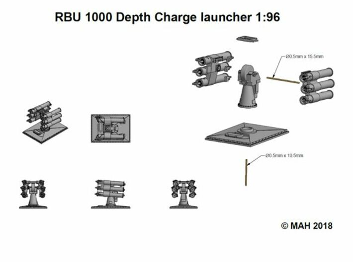 RBU 1000 Anti Submarine rocket launcher 1/96 3d printed 
