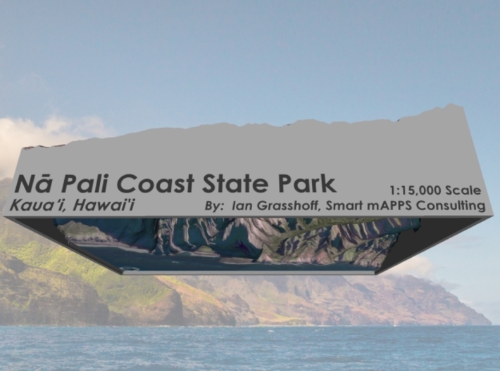 Na Pali Coast North, Hawai'i: 6"x9" 3d printed 