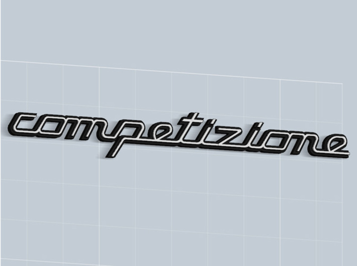 COMPETIZIONE BADGE 3d printed Competizione badge in Matte Black Steel, with white plastic inserts -sold apart-, render.