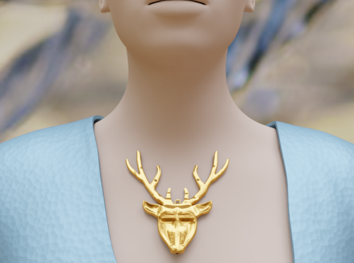 Deer head with antlers - Pendant 3d printed 