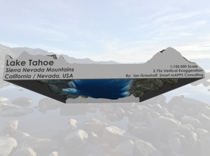 Lake Tahoe Bathymetry Map  3d printed 