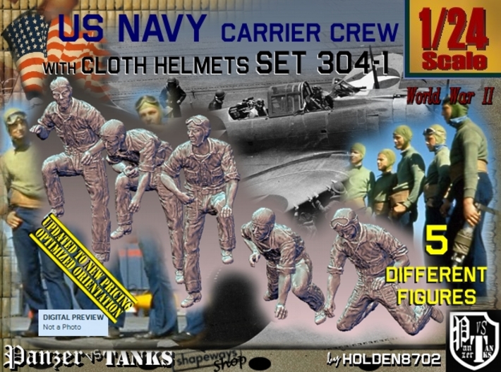 1/24 USN Carrier Deck Crew Set304-1 3d printed