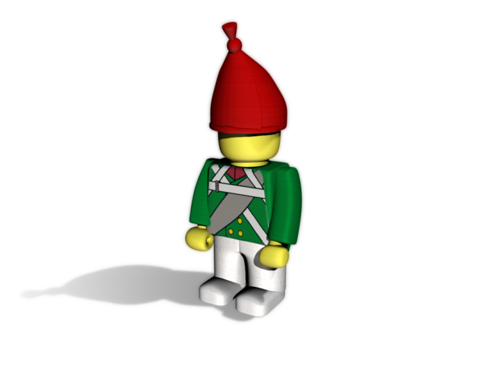 5 x Grenadier Hats 3d printed Example figurine wearing the helmet in pWSF colored in red
