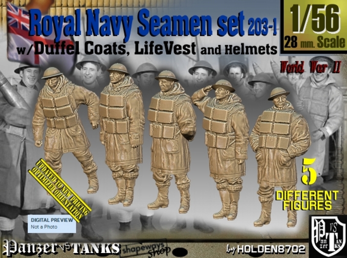 1/56 Royal Navy D-Coat+Lifevst Set203-1 3d printed
