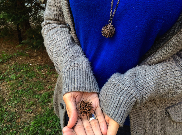 Sweetgum Tree Seed Pendant: Necklace/Earring 3d printed One small seed can grow into a million big ideas