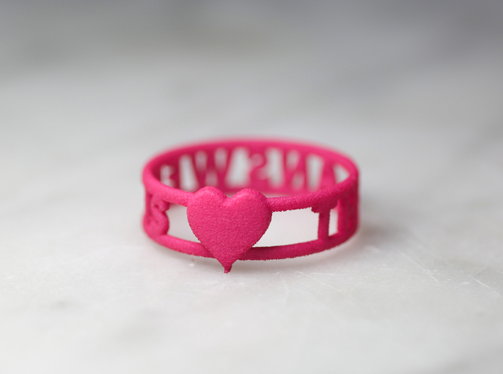 The Answer Is w/ Heart Charm, Pink Nylon Plastic 3d printed