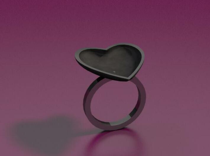 Curved Heart Ring 17,3mm 3d printed 