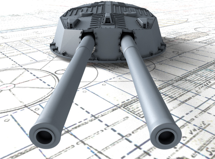 1/128 HMS Invincible 1916 12" MKX Guns x4 3d printed 3d render showing Turret P and Q detail