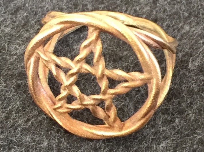 Pentacle ring - braided 3d printed Woven pentacle ring in raw bronze. 