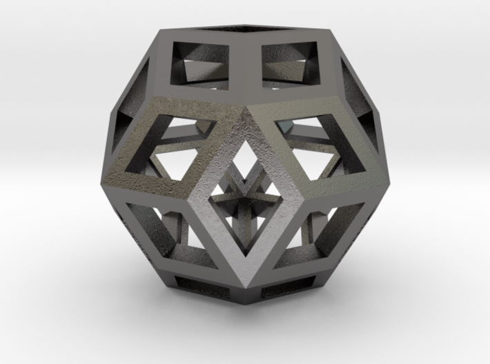 Rhombic Triacontahedron Steel 1" 3d printed 