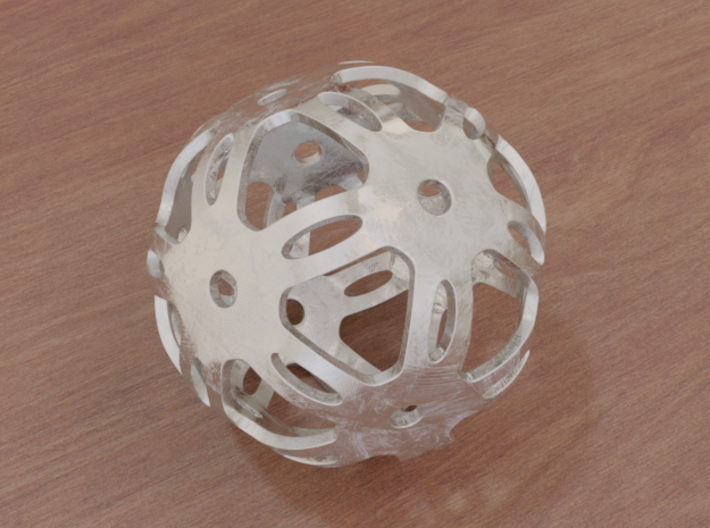 Well Rounded Symmetrical Sphere 3d printed Stainless Steel (render)