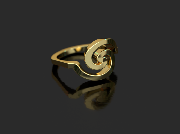Bold Archimedes Spiral Ring, Size 8 3d printed Polished Bronze