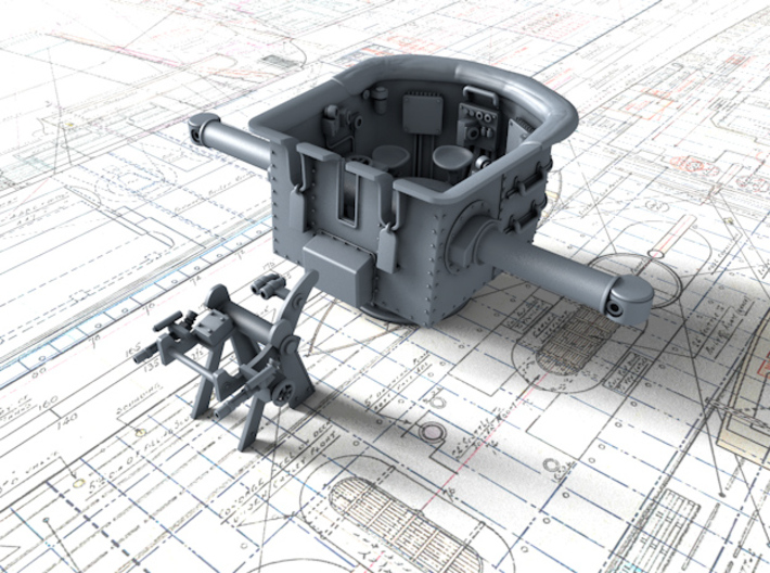 1/128 Royal Navy HACS MKIII 3d printed 3d render showing product detail