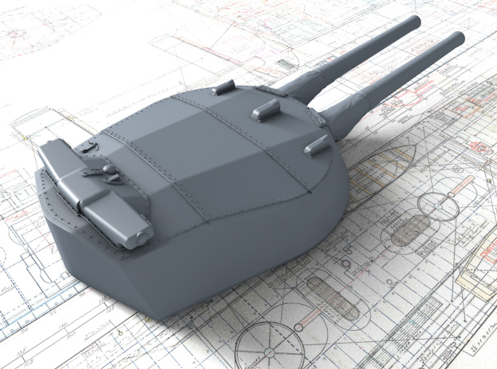 1/700 14" MKI HMS Canada Guns x5 w. Blast Bags 3d printed 3D render showing product detail