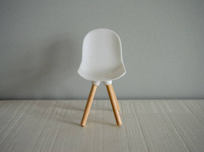 1:12 Chair v1 wooden legs 2 3d printed Stoel v1 houten poten 2 - wit
