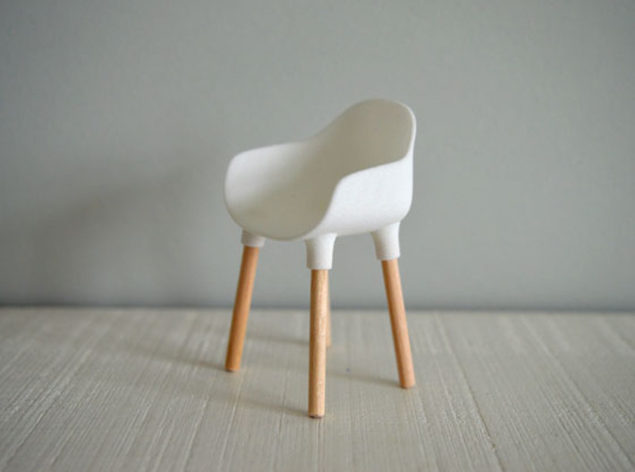 1:12 Chair v3 wooden legs 1 3d printed Stoel v3 houten poten 1 - wit