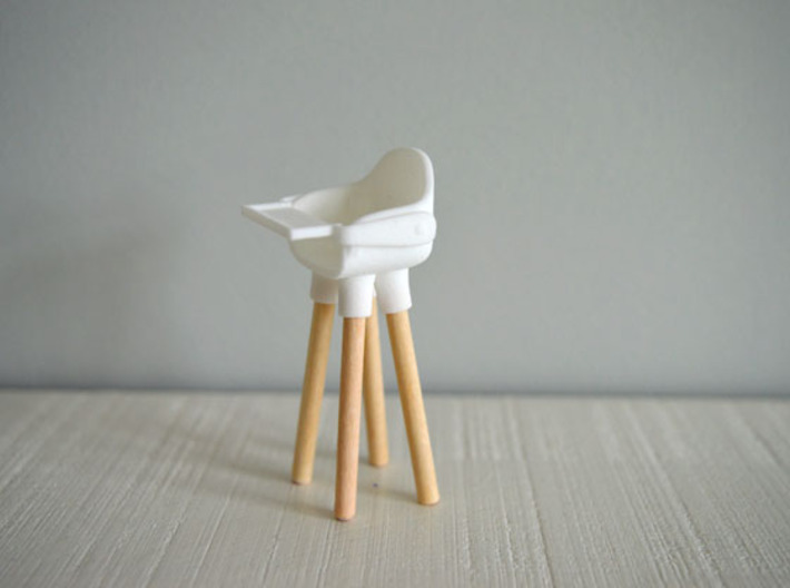 1:12 Kidschair v1 wooden legs 1 3d printed Kinderstoel v1 houten poten 1 - wit