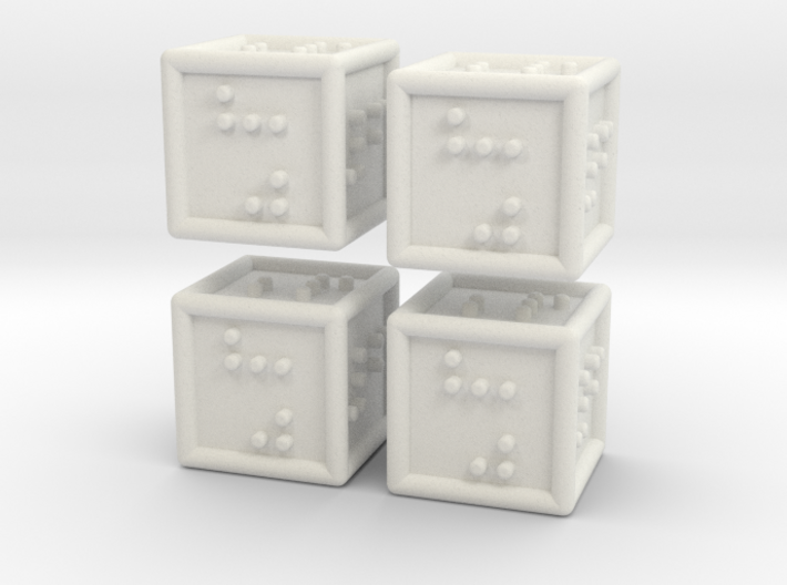 4 Braille Six-sided Dice Set 3d printed