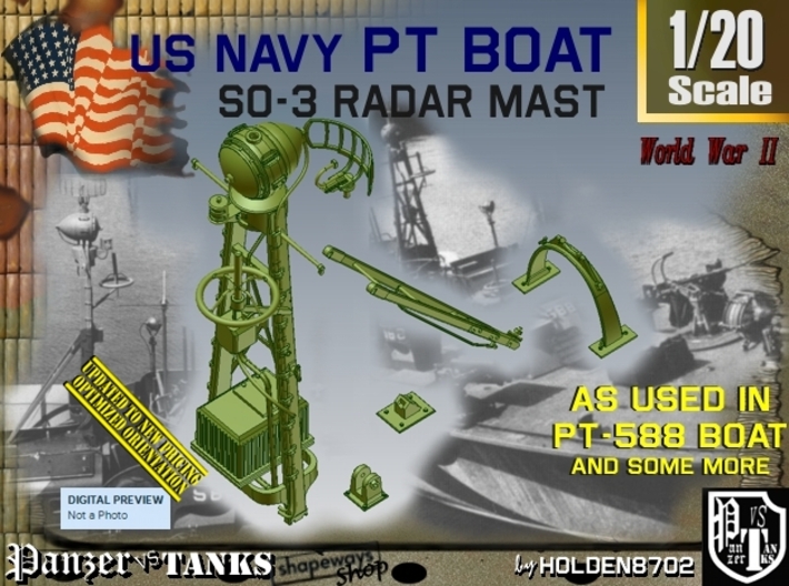 1/20 PT-588 SO-3 Radar Mast Set003 3d printed