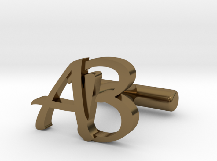 Pair of Cuff link with Initials AB 3d printed