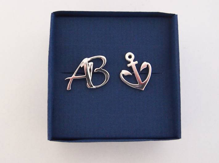 Pair of Cuff link with Initials AB 3d printed 