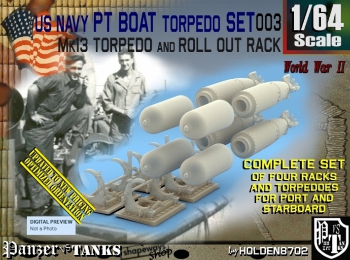 1/64 Torpedo Mk13 W Rack For PT Boat Set003 3d printed