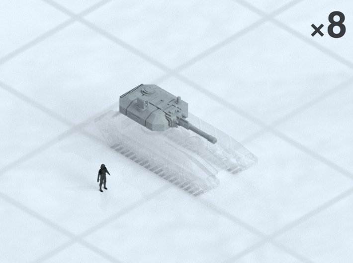 6mm Manned MBT Turrets (8) 3d printed Shown on 1&quot; grid with 6mm figure (not included) for scale.