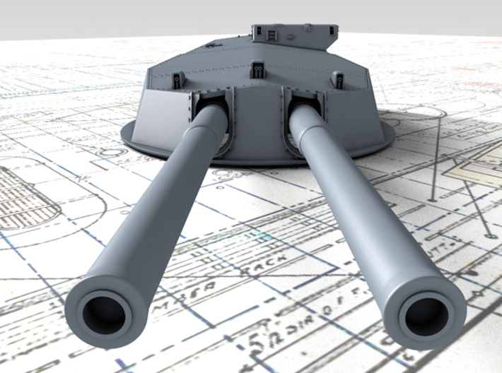 1/200 HMS Australia/New Zealand 1914 12" MKX Guns  3d printed 3d render showing Turret P, Q and Y  detail