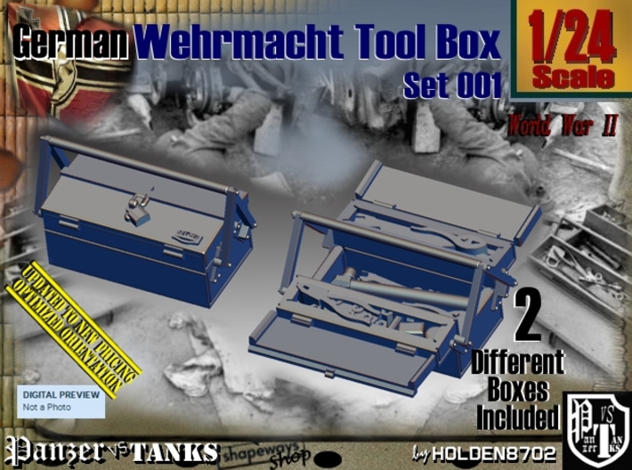 1/24 German WWII Tool Box Set001 3d printed