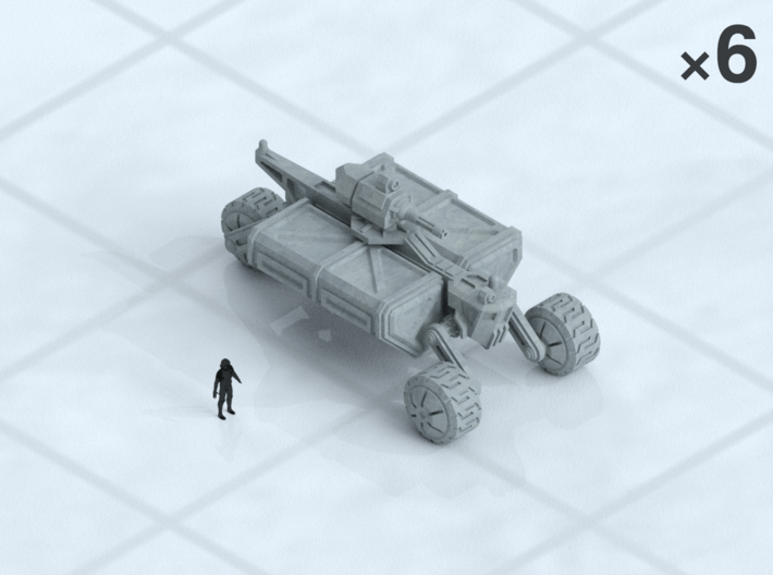 6mm Armed Wheeled Transport (8) 3d printed Shown on 1&quot; grid with 6mm figure (not included) for scale.