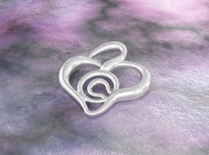 Heart pendant 3d printed raw silver material
