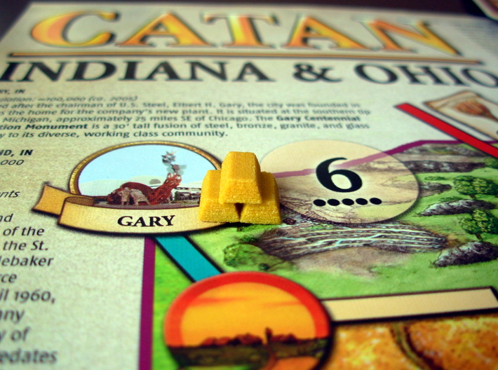 Gold Bars for Catan Indiana & Ohio Scenario 3d printed Gold in Gary, Indiana!