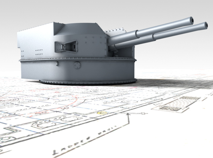 1/350 Battle Class 4.5"/45 QF MKIV RP10 Gun x2 3d printed 3d render showing product detail